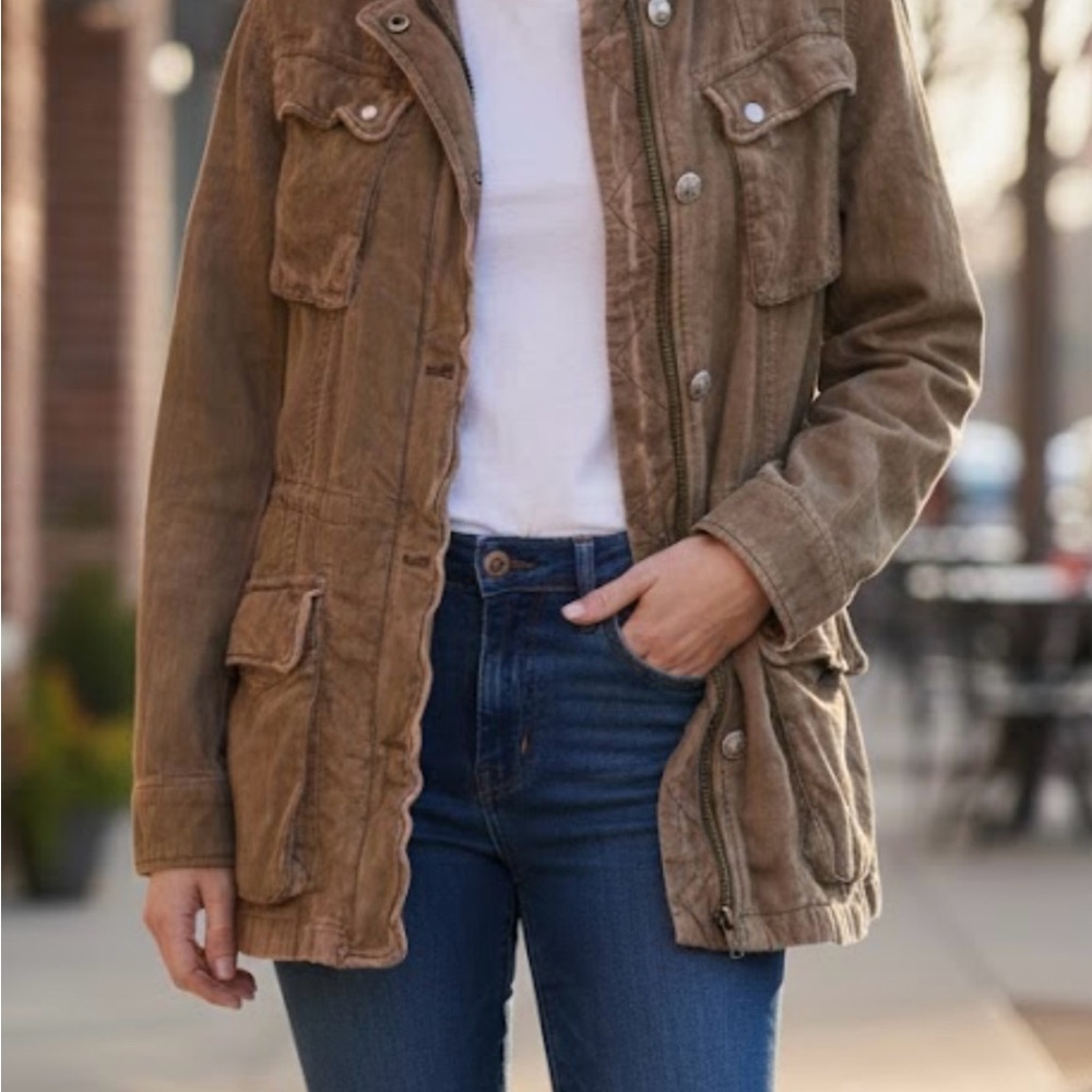 Free People Tan Utility Jacket